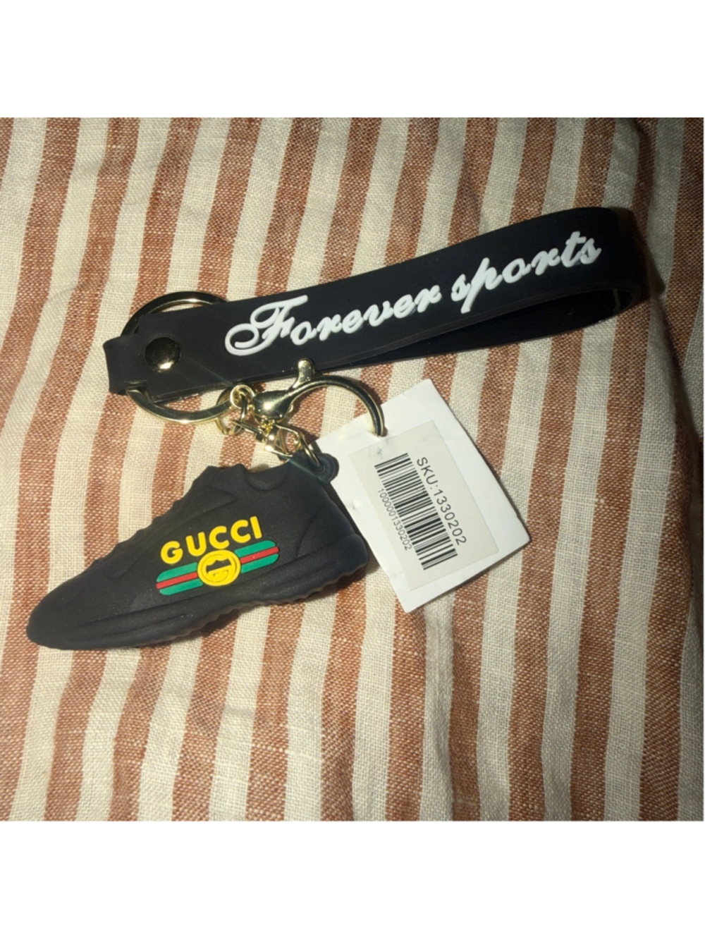 Women's Unbranded Black Gold Sneaker Keychain One Size